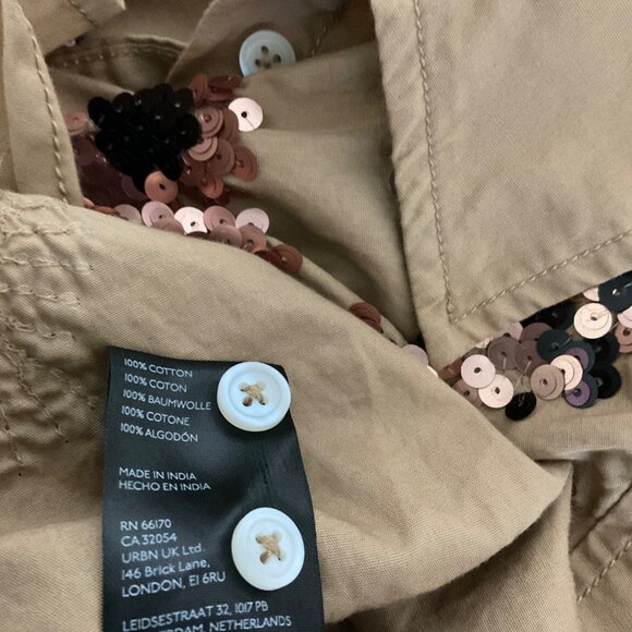Maeve The Bennet Buttondown Sequin Shirt Tan Size XS - Picture 9 of 14